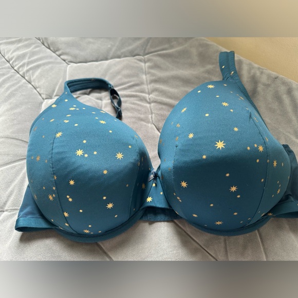 Cacique full coverage Underwire Push Up Sexy Bra in Blue Shooting Stars Sz 42DD - Picture 7 of 10